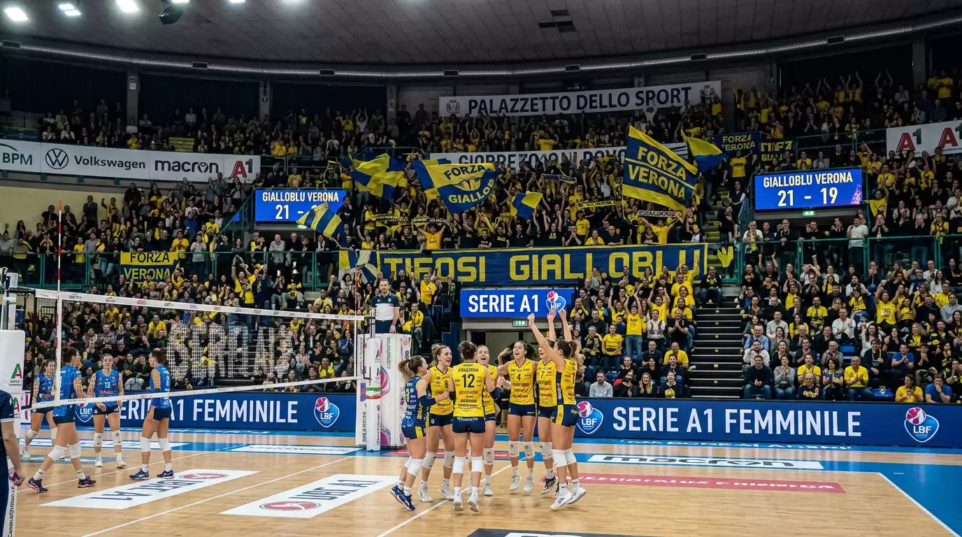Il Palaverde di Conegliano al completo durante una partita di Serie A1