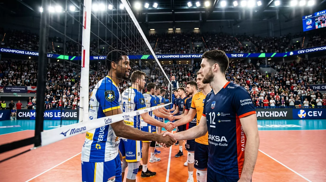 Squadre di pallavolo di leghe europee diverse durante un confronto internazionale