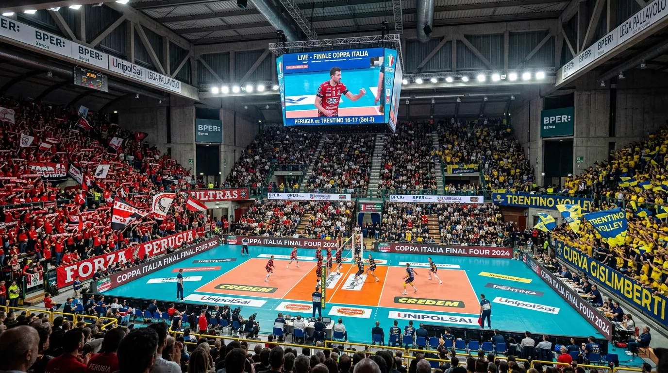 Arena gremita durante la Final Four maschile di Coppa Italia di pallavolo