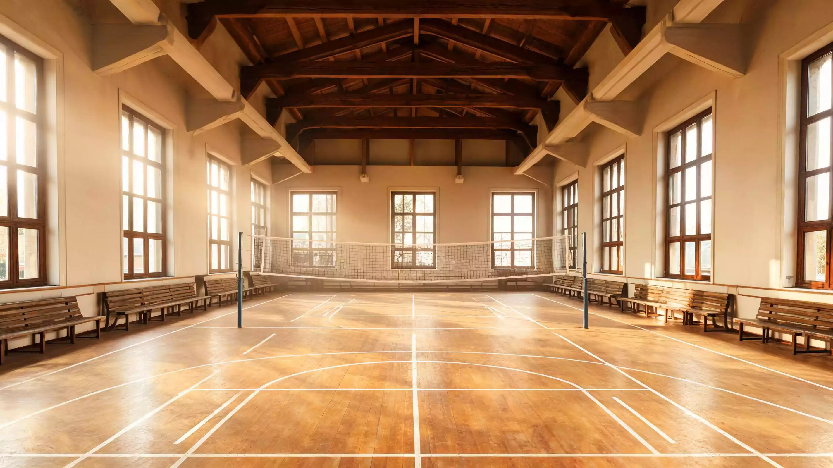 Palestra italiana degli anni Cinquanta utilizzata per partite di pallavolo