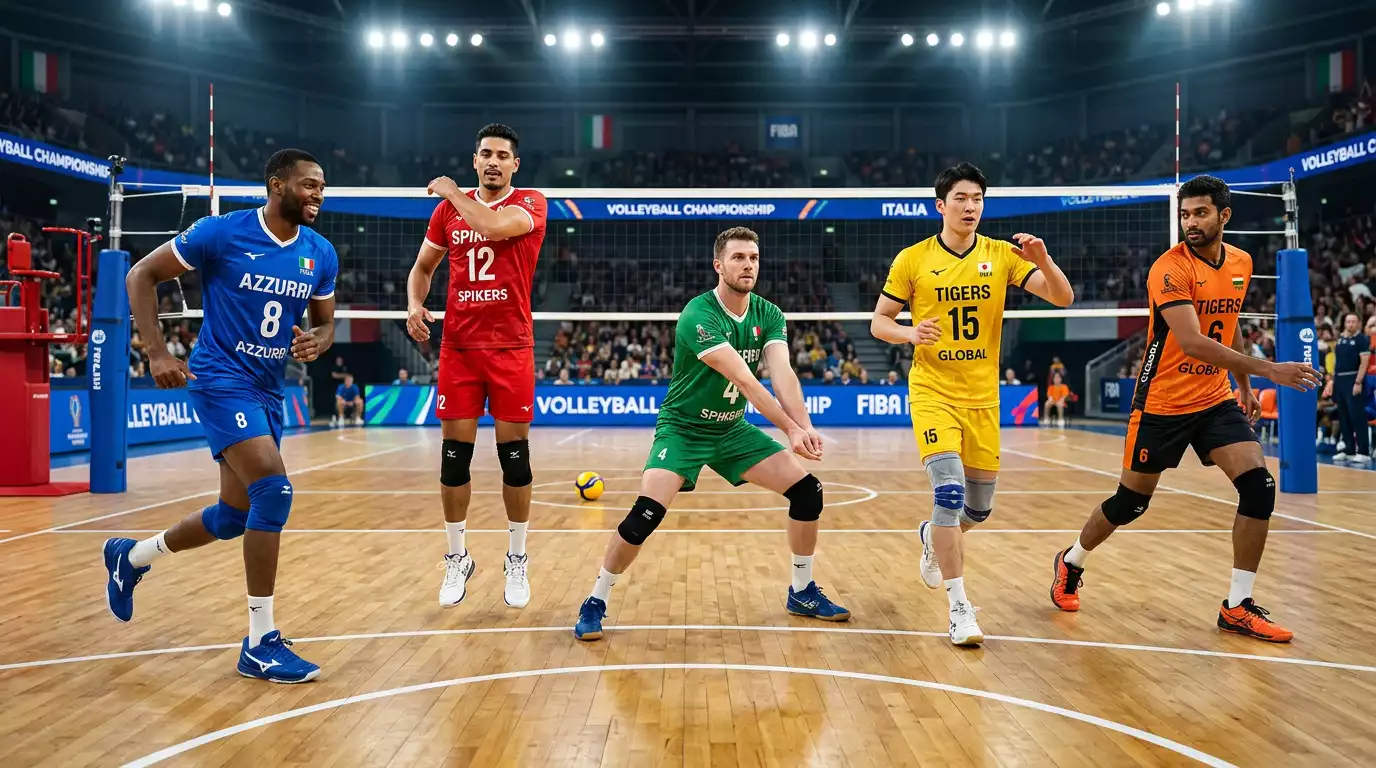 Giocatori internazionali durante un allenamento di pallavolo in Serie A