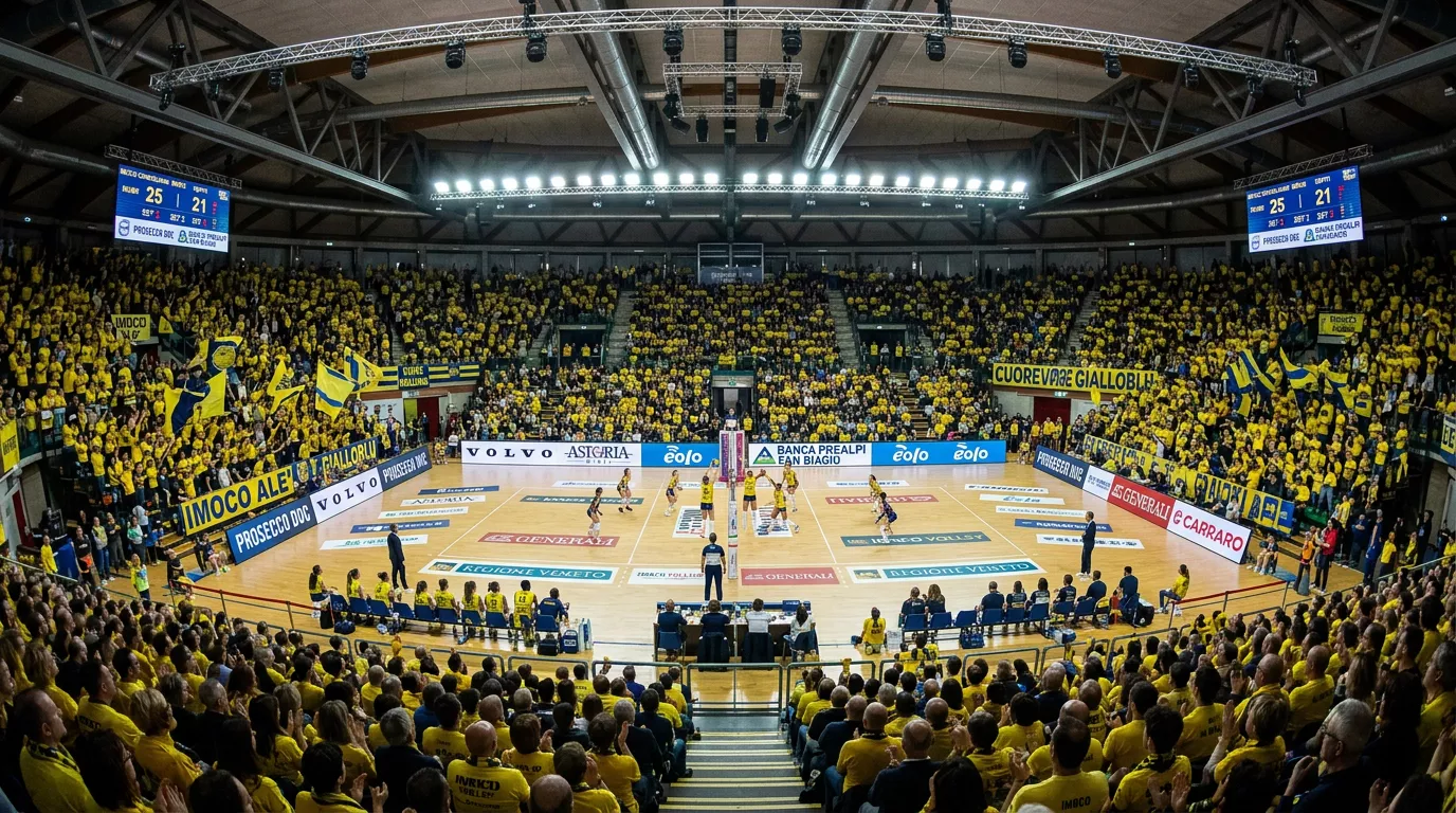 Palaverde di Conegliano pieno di pubblico durante una partita casalinga di Serie A1