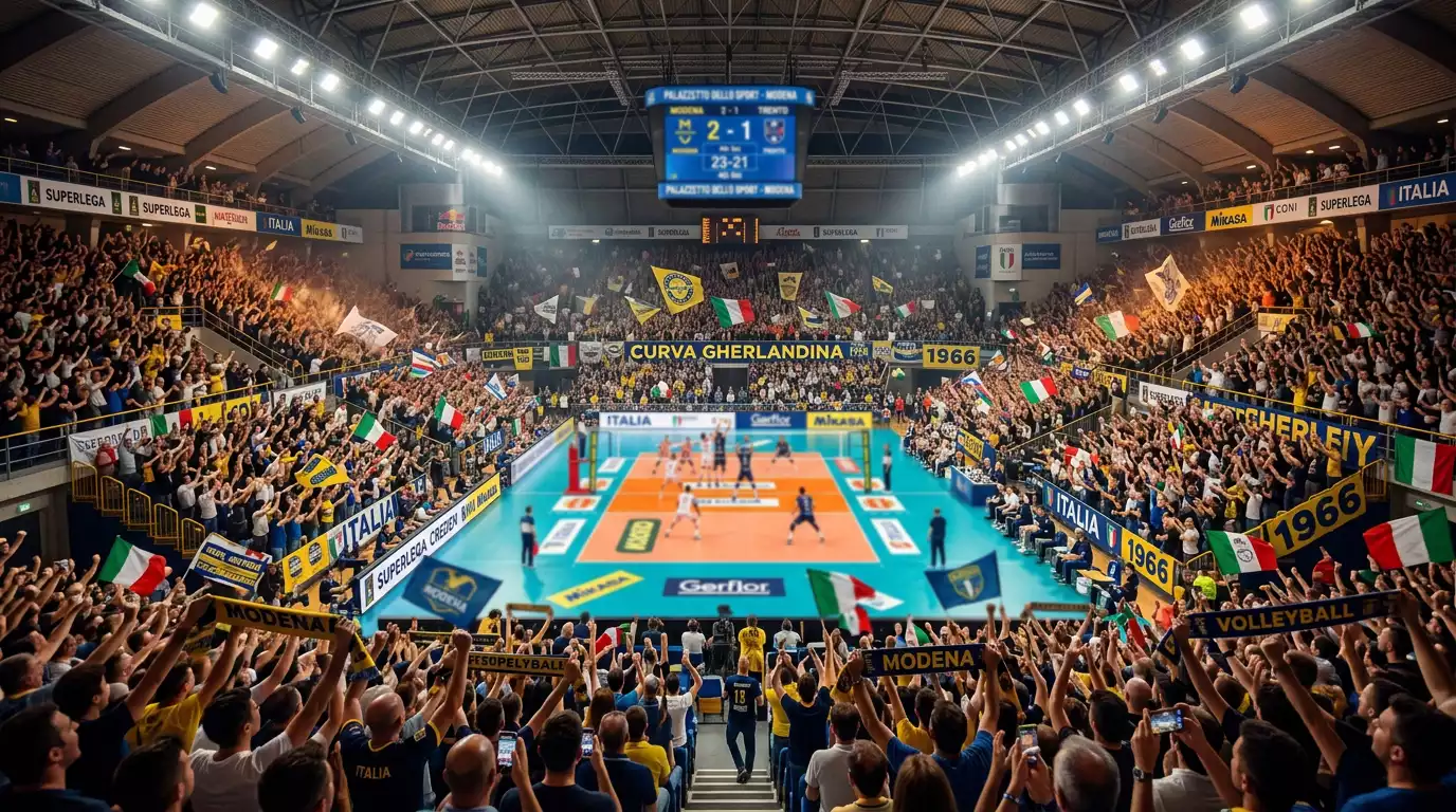 Palazzetto gremito di tifosi durante una serata di SuperLega