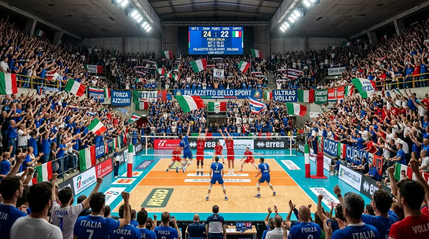 Pubblico sugli spalti di un palazzetto durante la regular season di pallavolo Serie A
