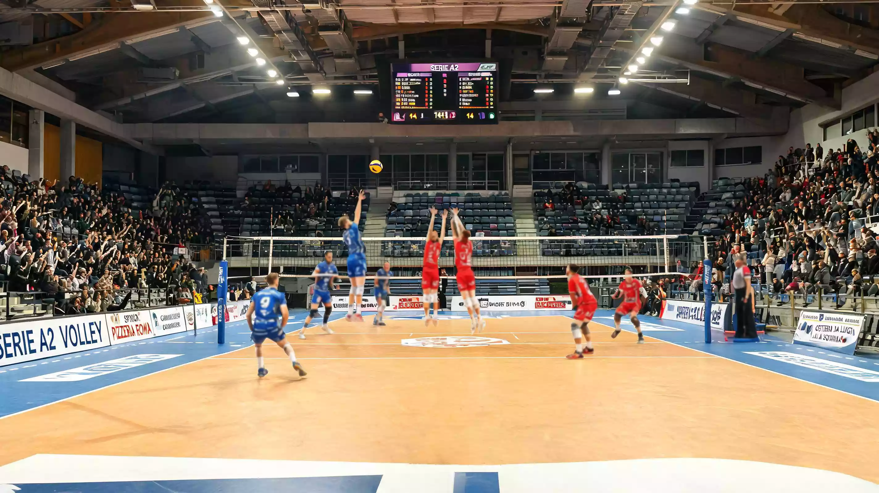 Panoramica della Serie A2 di pallavolo con giovani atlete in campo