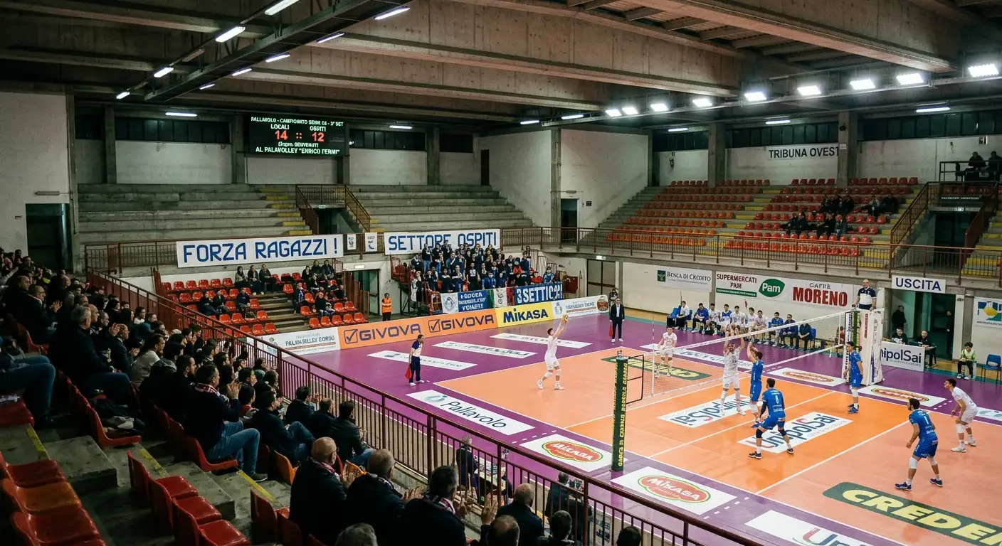 Palazzetto di pallavolo con tribune di capienza limitata