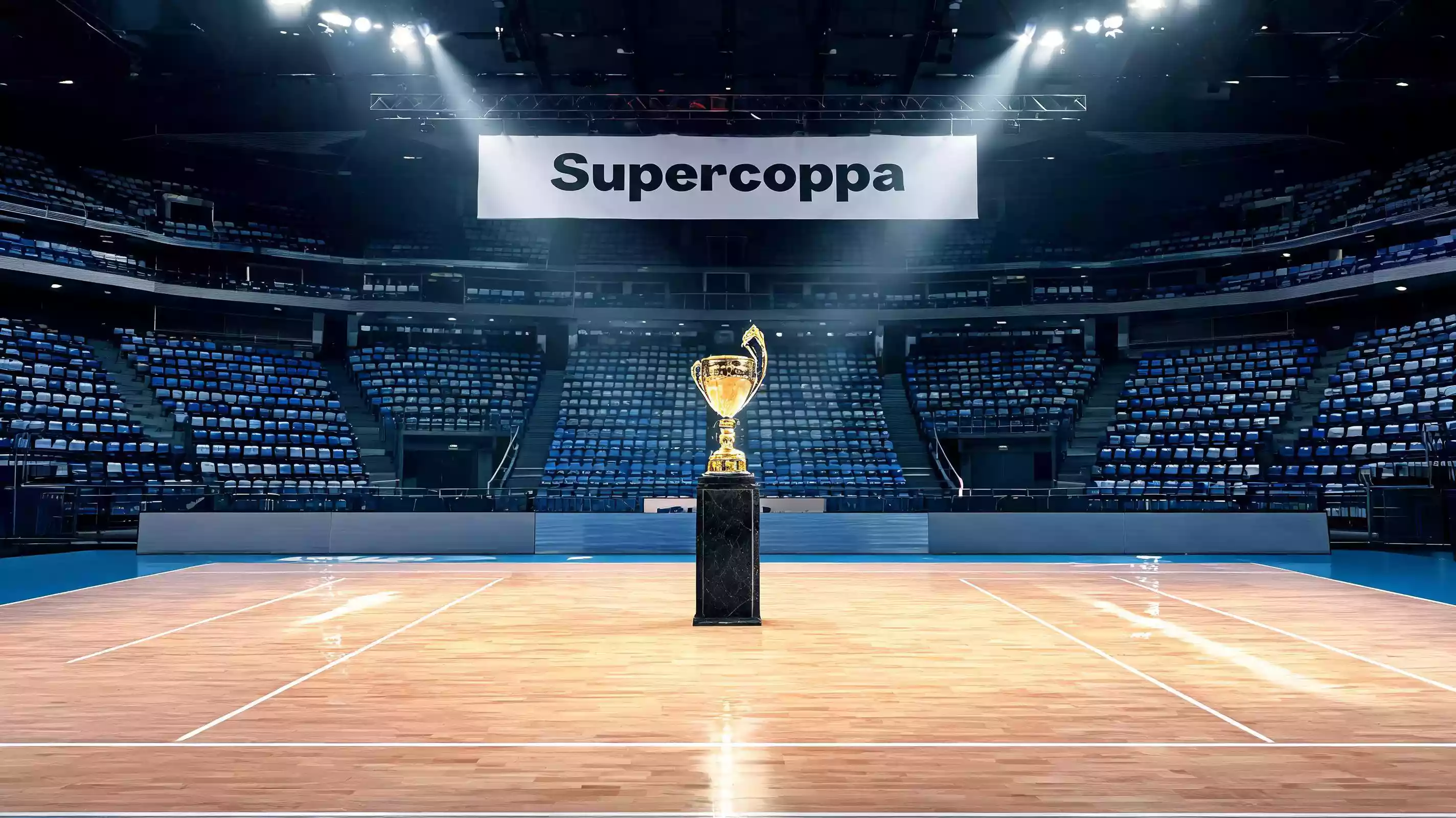 Supercoppa italiana di pallavolo con il trofeo di apertura stagione