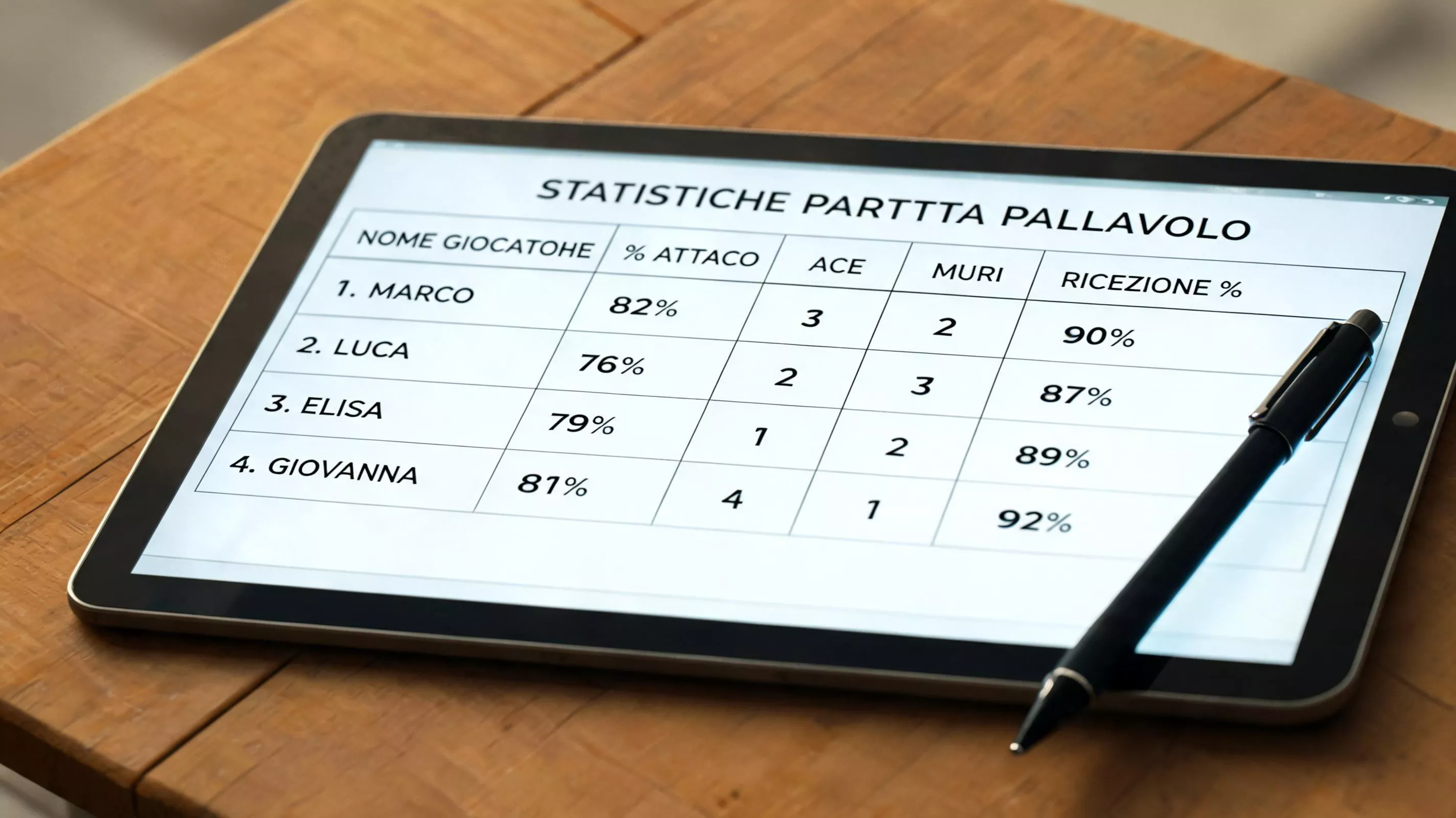 Tabellino dettagliato con statistiche individuali di una partita di pallavolo Serie A