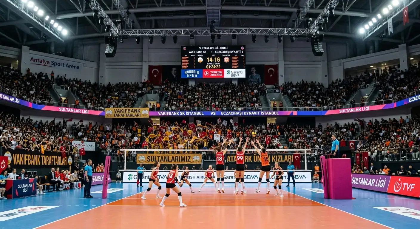 Partita di pallavolo femminile della Sultanlar Ligi turca in una grande arena