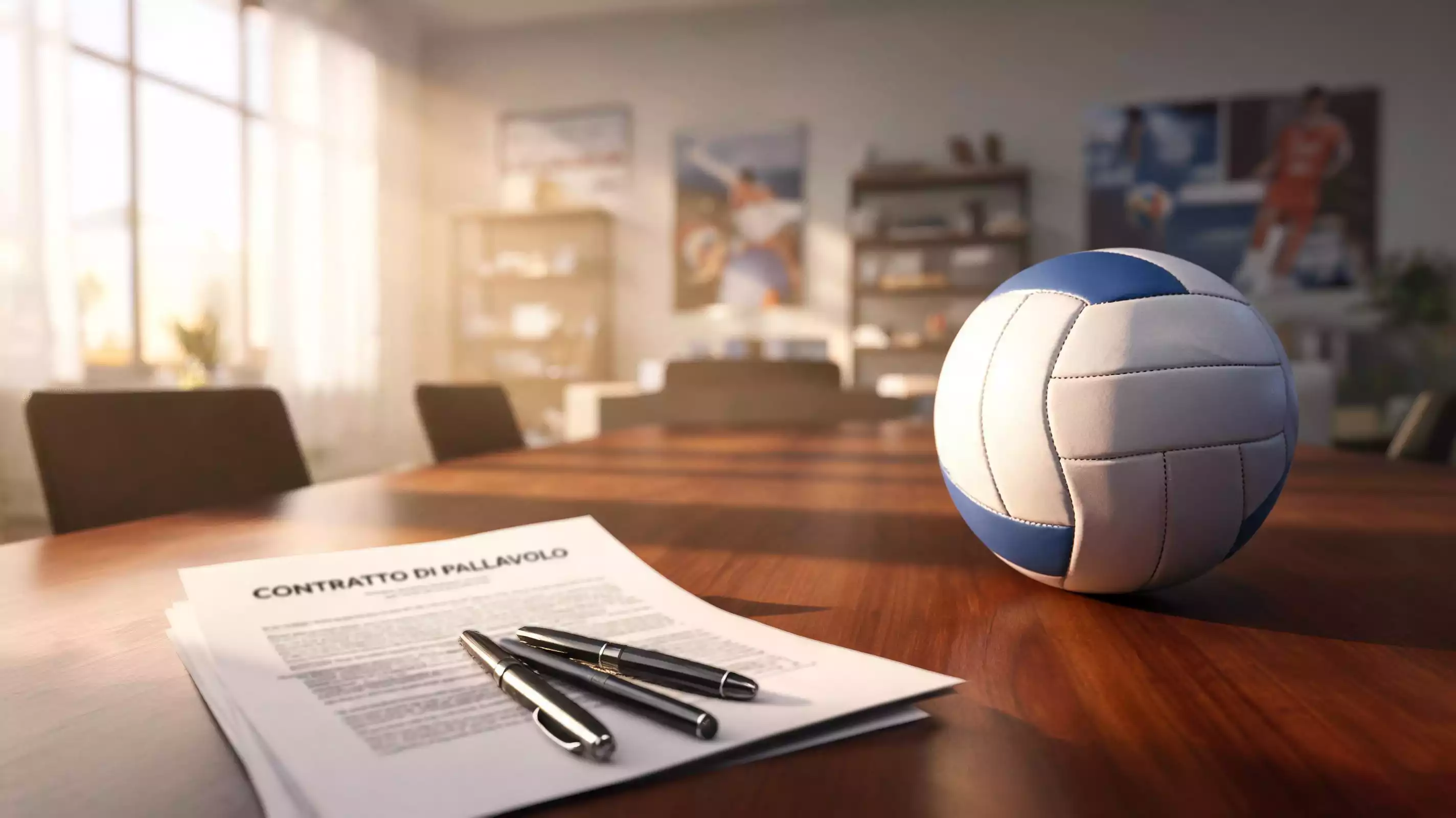 Tavolo di negoziazione per un contratto di trasferimento nel volley