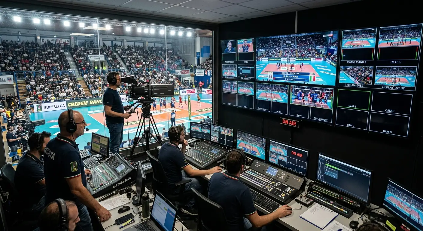 Produzione mediatica e trasmissione televisiva di un evento di pallavolo