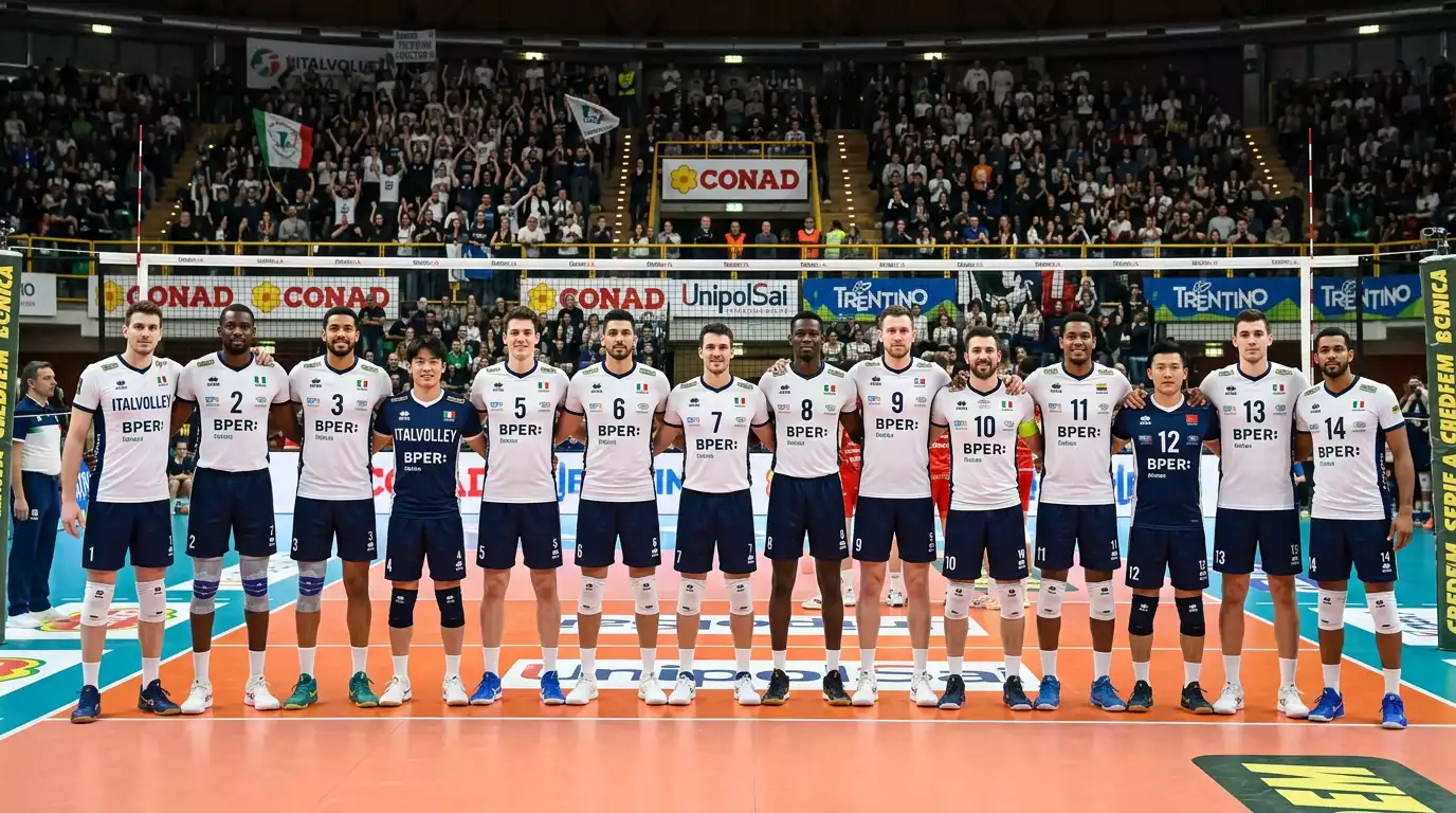 Squadra di pallavolo Serie A con giocatori provenienti da diversi continenti