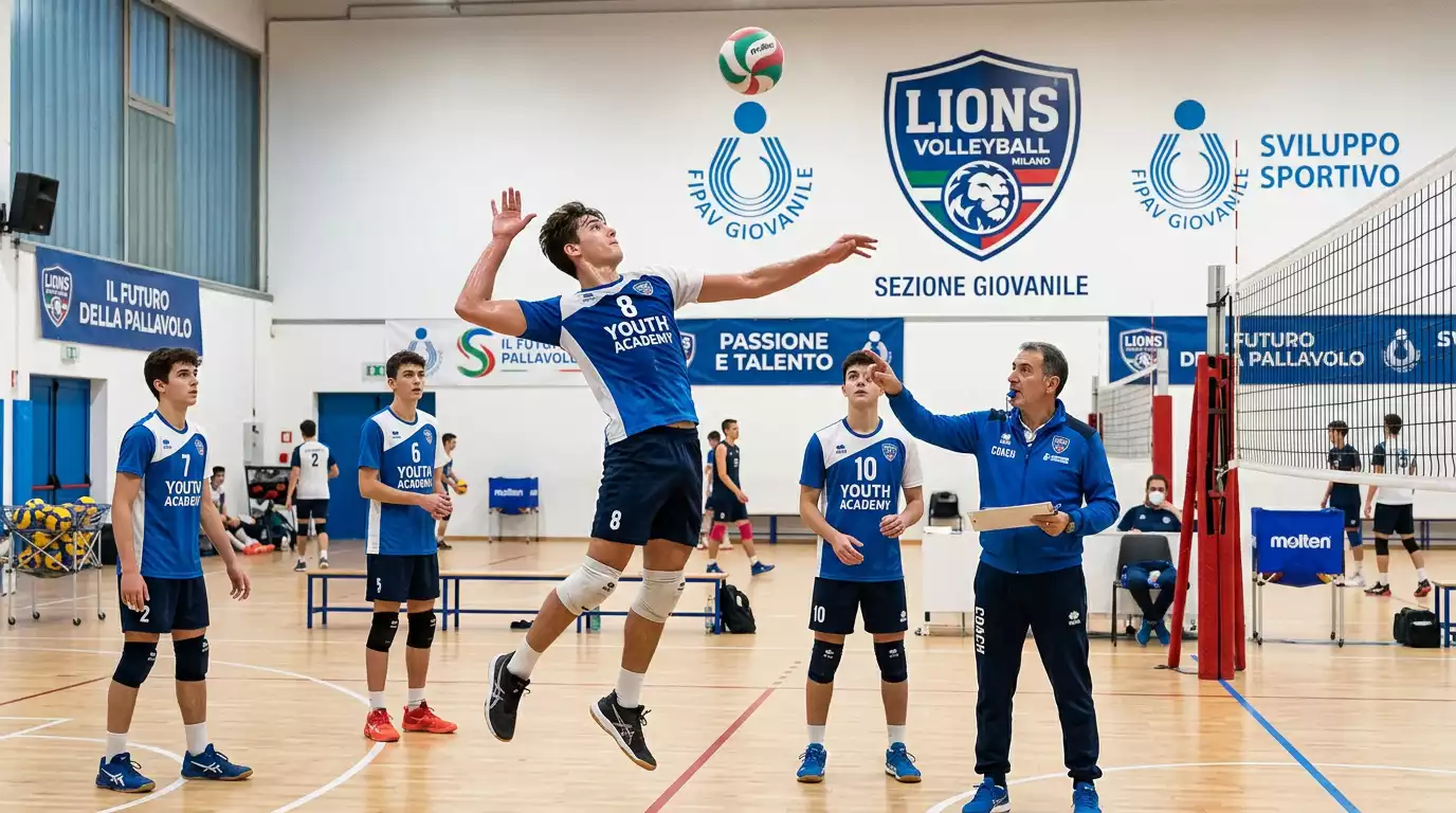 Giovani pallavolisti italiani durante un allenamento nel settore giovanile